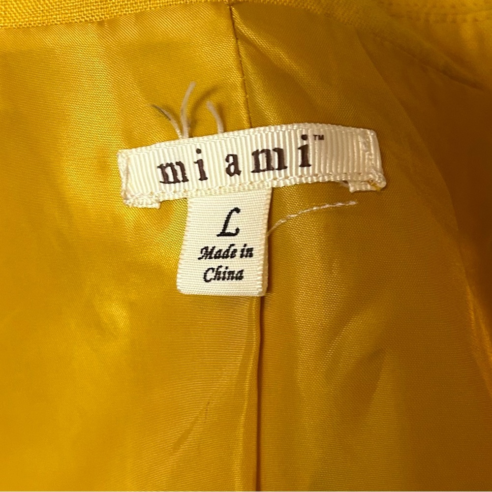 Miami blazer linen fully lined sz large scalloped lapel mustard good condition - Picture 4 of 4